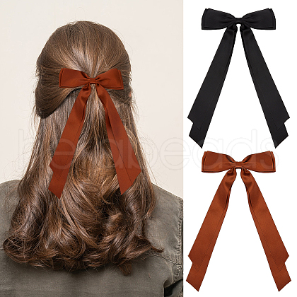 CRASPIRE Big Bowknot Polyester Alligator Hair Clips AJEW-CP0008-42B-02-1
