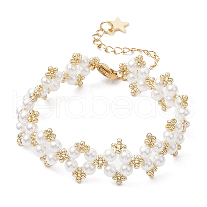 Shell Pearl Beaded Bracelets for Women BJEW-MZ00116-1