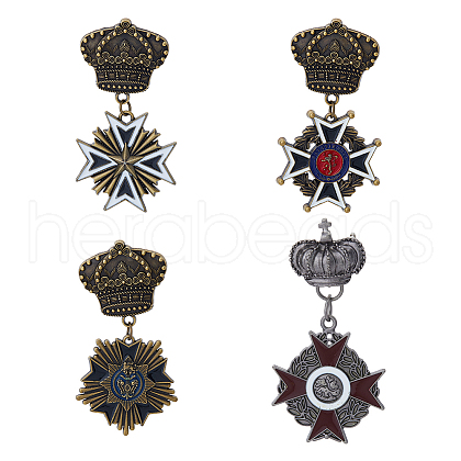 SUPERFINDINGS 4Pcs 4 Styles Enamel Brooch Pins JEWB-FH0001-55A-1
