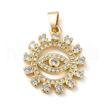 Rack Plating Brass Micro Pave Cubic Zirconia Pendants KK-P241-33G-1