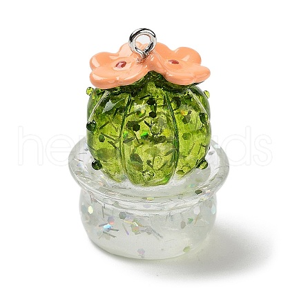 Transparent Resin Plant Pendants RESI-Z028-04C-1