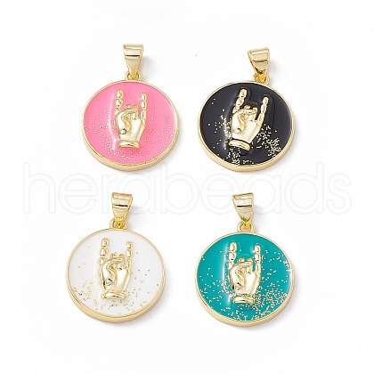Rack Plating Brass Enamel Pendants KK-B065-03G-1