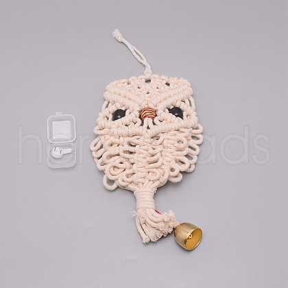 Owl Cotton Rope & Wood Beads Wind Chime Kit HJEW-TAC0011-01-1