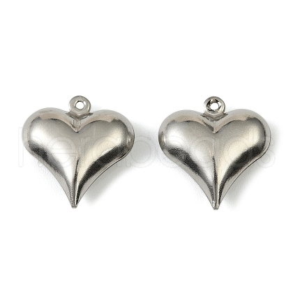 304 Stainless Steel Pendants. Heart Charm STAS-A190-02B-P-1