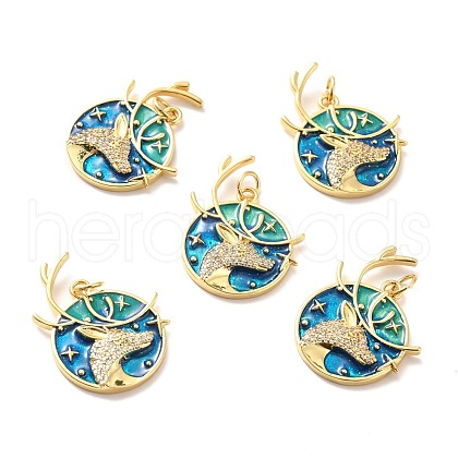 Rack Plating Brass Micro Pave Cubic Zirconia Pendants KK-M230-34G-1