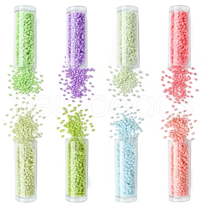 80G 8 Colors Baking Paint Glass Seed Beads SEED-YW0002-47-1
