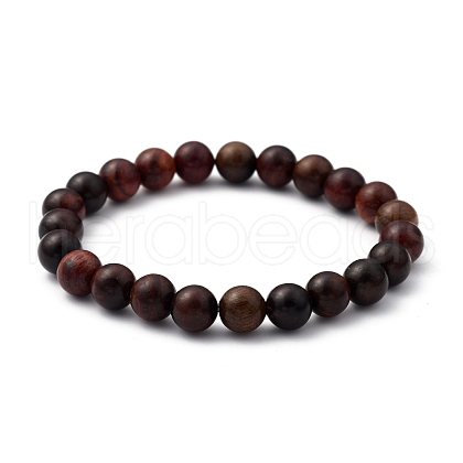 Unisex Natural Wood Beaded Stretch Bracelets X-BJEW-JB05463-04-1