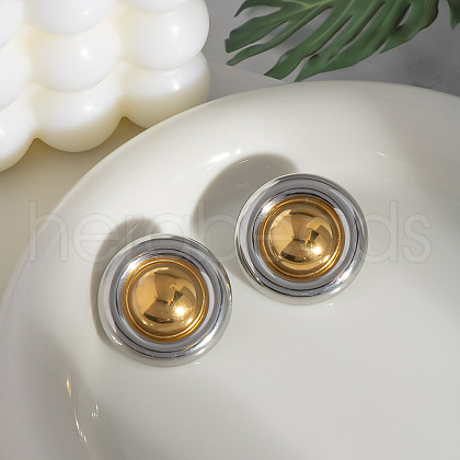 European Stainless Steel Flat Round Stud Earrings DC0079-3-1