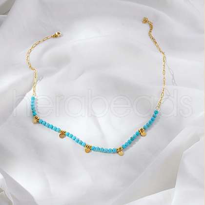 Minimalist Dyed Natural Stone Round Beaded Nnecklaces KT3455-2-1