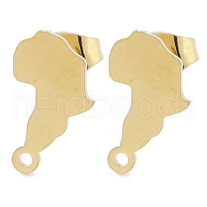 Africa Map Ion Plating(IP) 304 Stainless Steel Stud Earring Findings STAS-I206-105G-1