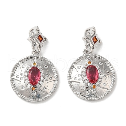 Brass Micro Pave Cubic Zirconia Pendants KK-E057-08P-1
