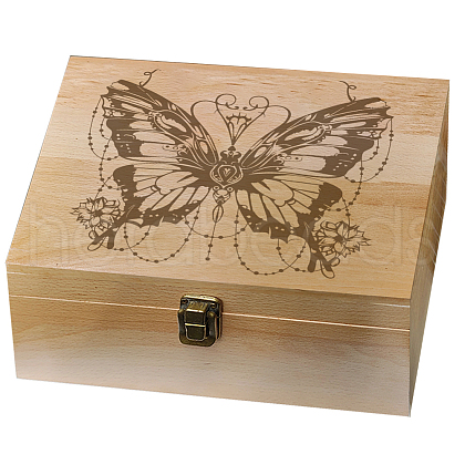 Rectangle Wooden Memory Keepsake Boxes with Lids CON-WH0101-008-1