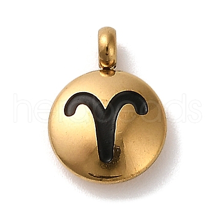 304 Stainless Steel Black Enamel Charms STAS-R009-02G-01-1