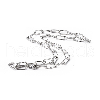 Non-Tarnish 201 Stainless Steel Paperclip Chain Necklace for Men Women NJEW-I122-06P-1