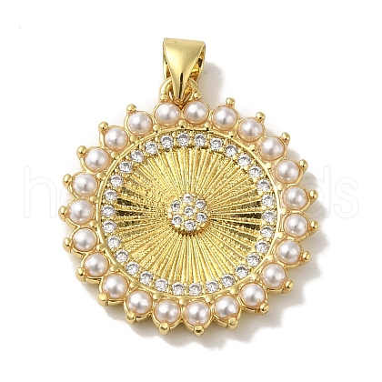 Rack Plating Brass Micro Pave Cubic Zirconia Pendants KK-P272-07G-1