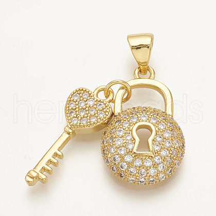 Brass Micro Pave Cubic Zirconia Pendants ZIRC-S061-59G-1