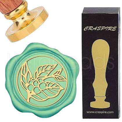 Brass Wax Seal Stamps with Wood Handle AJEW-WH0412-0171-1