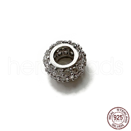 Rhodium Plated 925 Sterling Silver Spacer Beads STER-K176-04P-1