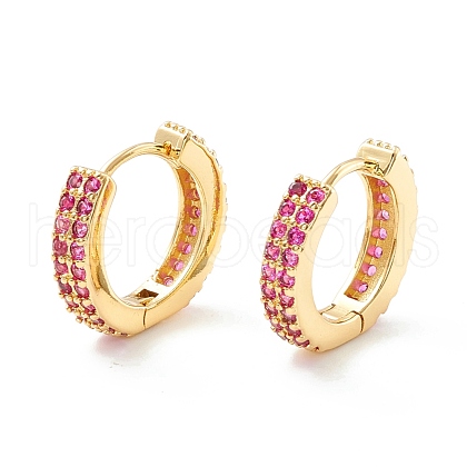 Cubic Zirconia Chunky Hinged Huggie Hoop Earrings for Women EJEW-P196-21G-01-1