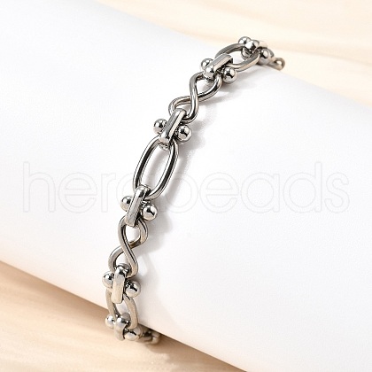 304 Stainless Steel Oval & Infinity Link Chain Bracelets for Women BJEW-K226-14A-P-1