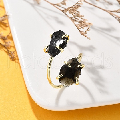 Natural Obsidian Cuff Rings RJEW-B122-02G-05-1