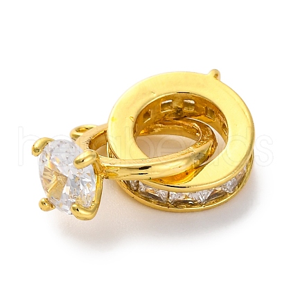 Brass Micro Pave Cubic Zirconia Pendants KK-U039-04G-1