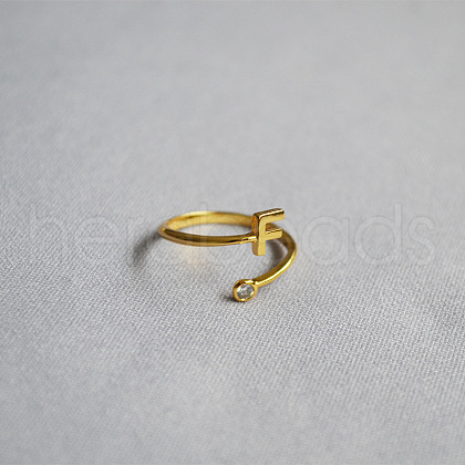 Brass Micro Pave Clear Cubic Zirconia Cuff Rings for Women WG54647-06-1