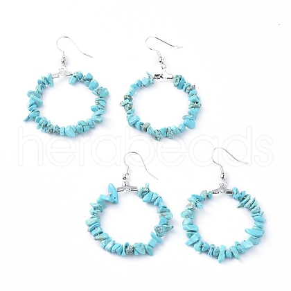 Synthetic Turquoise Dangle Earrings EJEW-E255-D05-1