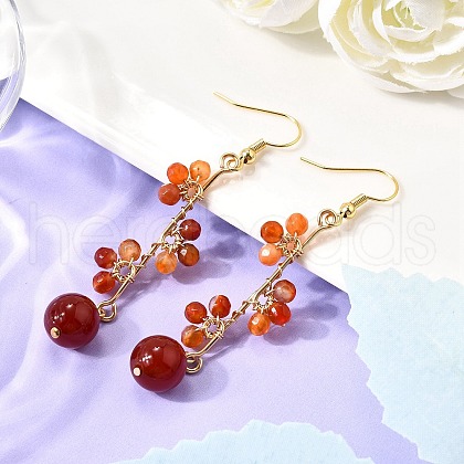 Natural Carnelian Earrings Dangle Earrings EJEW-TA00653-01-1