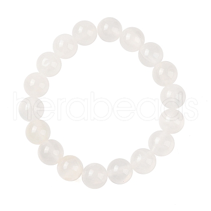 Natural Green Jade(Dyed) Round Beaded Stretch Bracelets G-U005-01C-05-1