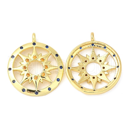 Brass Micro Pave Cubic Zirconia Pendants KK-P236-08G-1