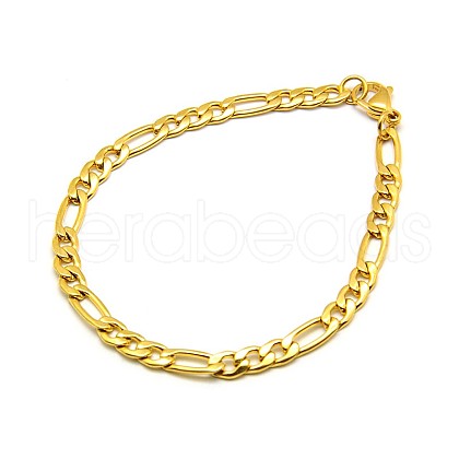 304 Stainless Steel Figaro Chain Bracelet Making X-STAS-A028-B021G-1