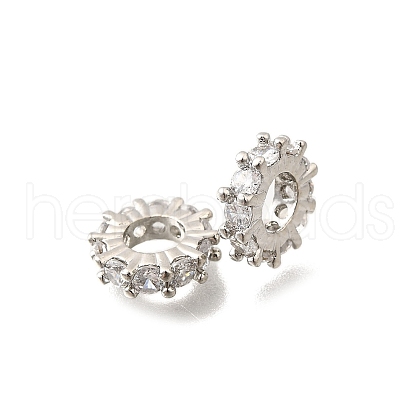 Brass Micro Pave Clear Cubic Zirconia Beads KK-K300-02D-P-1