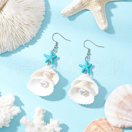 Shell Dangle Earrings EJEW-TA00646-1