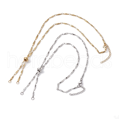 2Pcs 2 Colors Ion Plating(IP) 304 Stainless Steel Slider Necklace Makings AJEW-JB01268-1