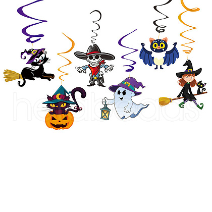 Halloween Paper Spiral Hanging Wall Decorations AJEW-P105-04-1