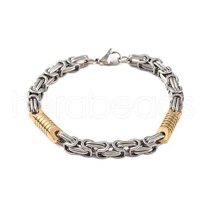 201 Stainless Steel Column Byzantine Chain Bracelets BJEW-B078-142GP-1