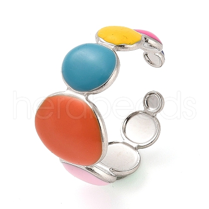 304 Stainless Steel Open Cuff Ring RJEW-F160-07P-03-1