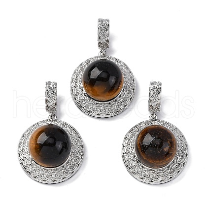 Natural Tiger Eye Pendants G-K339-04P-09-1