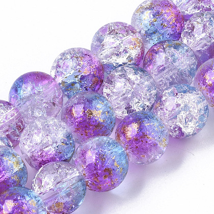 Transparent Spray Painted Crackle Glass Bead Strands GLAA-N035-03D-A03-1