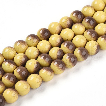 Baking Painted Glass Beads Strands DGLA-N012-8mm-09-1