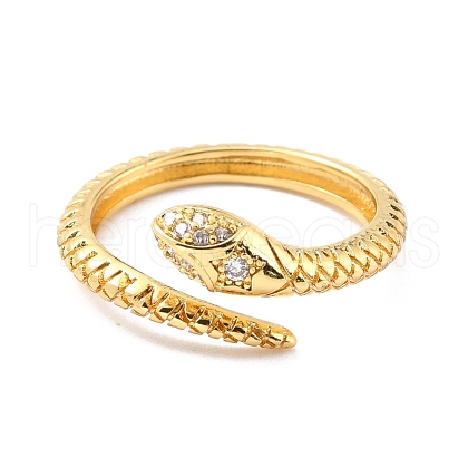 Brass Micro Pave Cubic Zirconia Cuff Rings RJEW-F116-17G-1