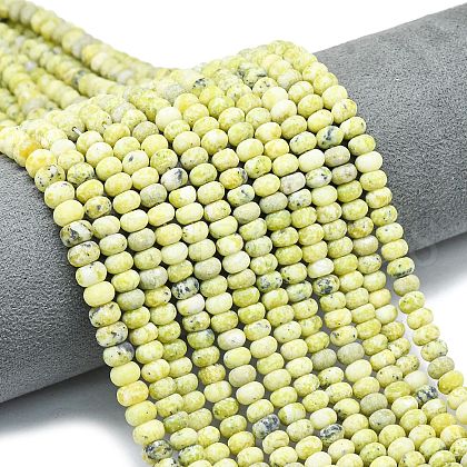Natural Yellow Turquoise(Jasper) Beads Strands G-P575-A33-6x4mm-1