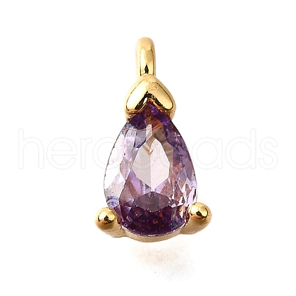 Brass Micro Pave Cubic Zirconia Pendants KK-D356-08A-G-1