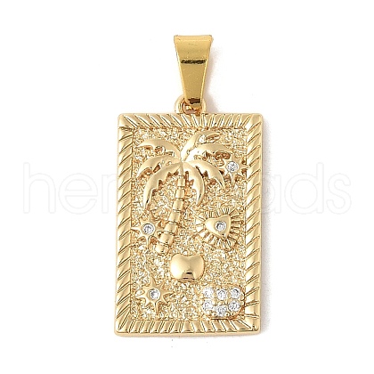 304 Stainless Steel Micro Pave Cubic Zirconia Pendants STAS-V013-06G-1