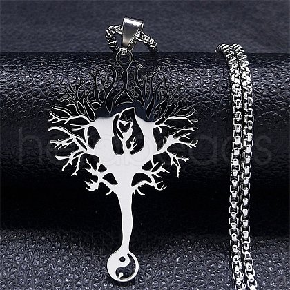 304 Stainless Steel Pendant Necklaces for Women Men NJEW-G123-05P-1