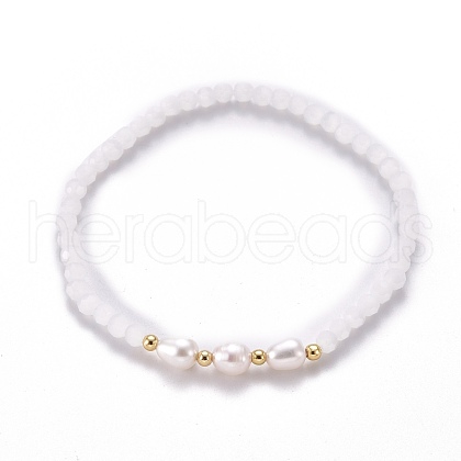 Faceted Glass Beaded Stretch Bracelets BJEW-JB05486-02-1