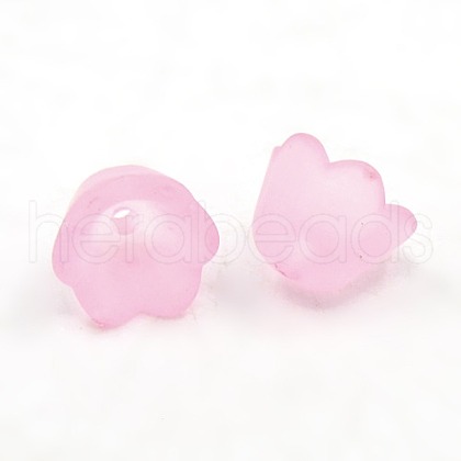 Chunky Pink Transparent Frosted Tulip Flower Acrylic Bead Caps X-PL543-4-1