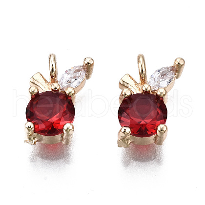Brass Micro Pave Clear Cubic Zirconia Charms KK-S359-124-A01-RS-1