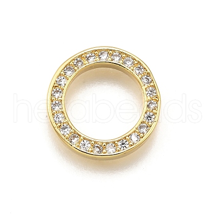 Brass Micro Pave Clear Cubic Zirconia Linking Rings KK-K401-17G-1